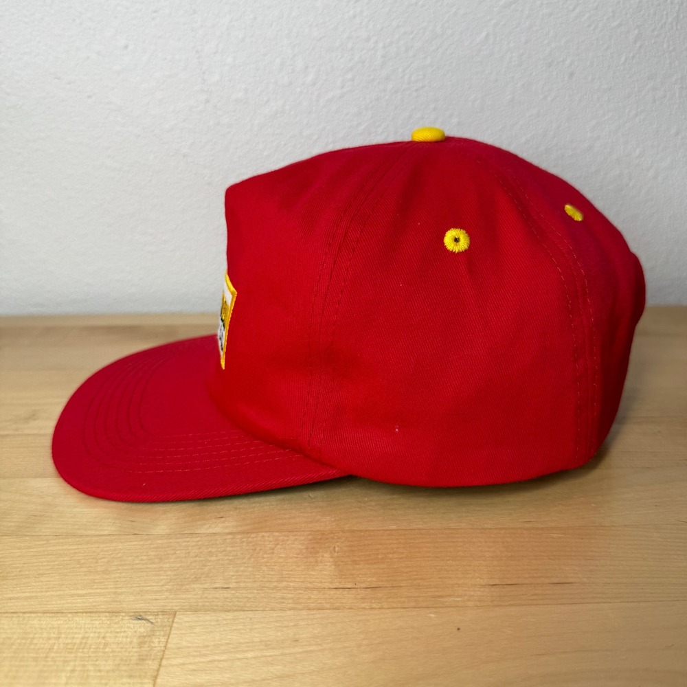 Nation Golf Co Red Yellow Snapback Hat Adjustable Leather Strapback Cap - Picture 2 of 11
